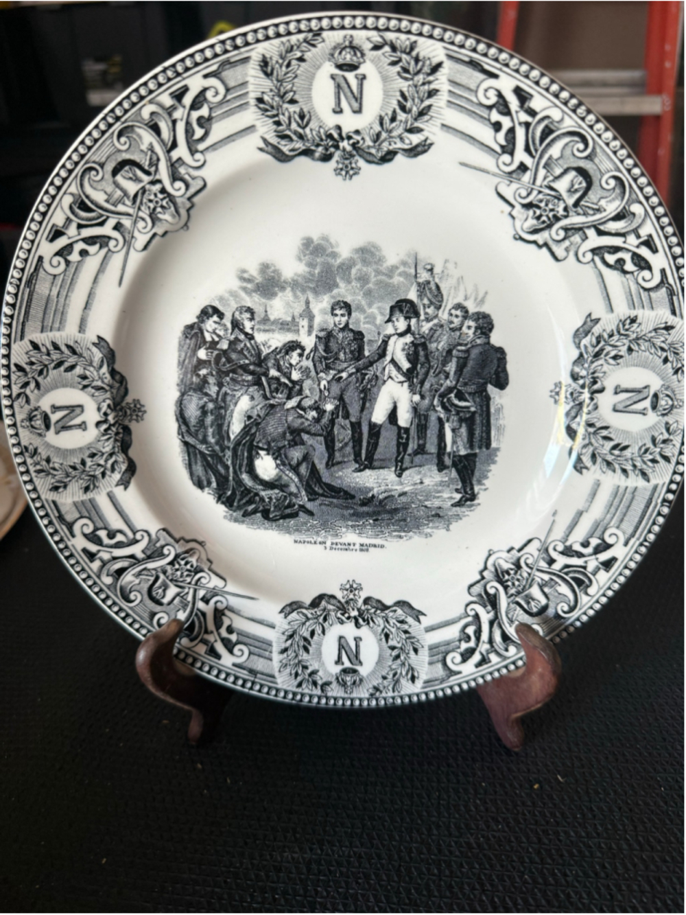 Boch Frères La Louvière Napoleon Black & White Plate set of 2